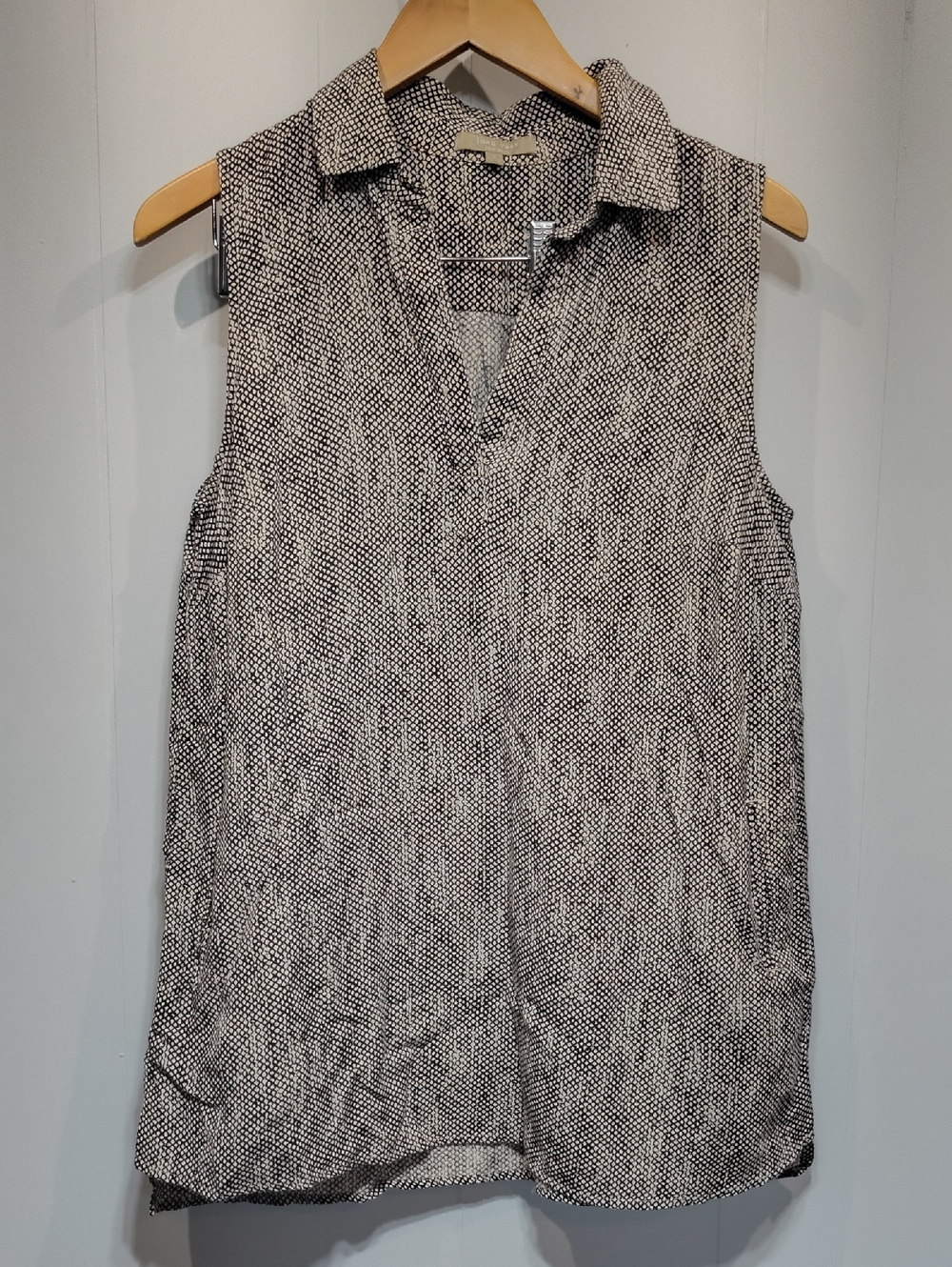 Joan Vass Linen Tank Black White size Medium